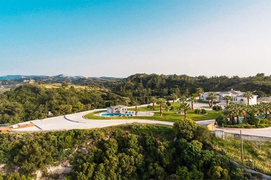 Villa for sale in Rhodes with incredible views, Heliport and huge garden.